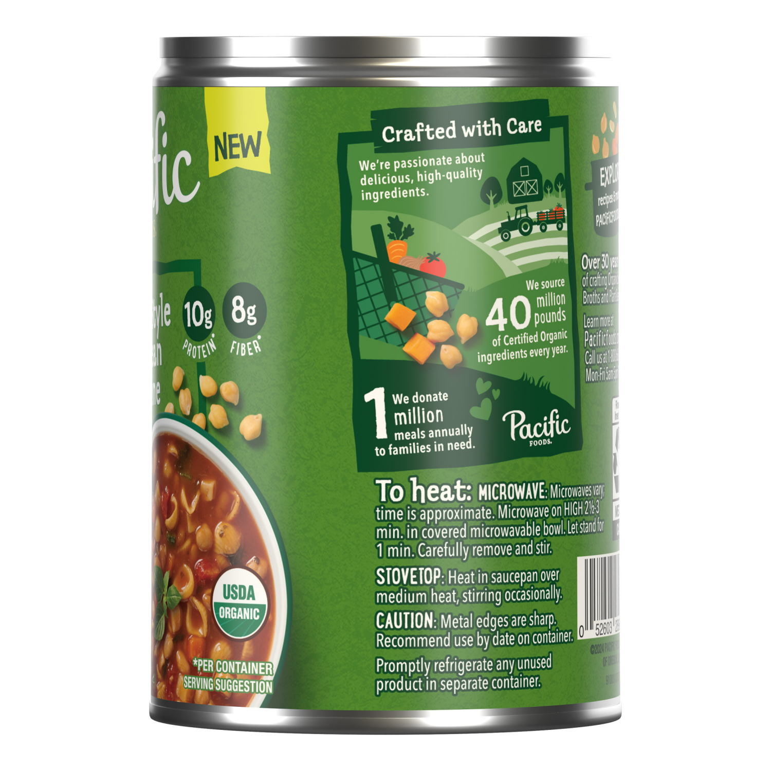 slide 5 of 6, Pacific Foods Organic Tuscan-Style White Bean Minestrone Soup, 16.3 oz Can, 16.3 oz