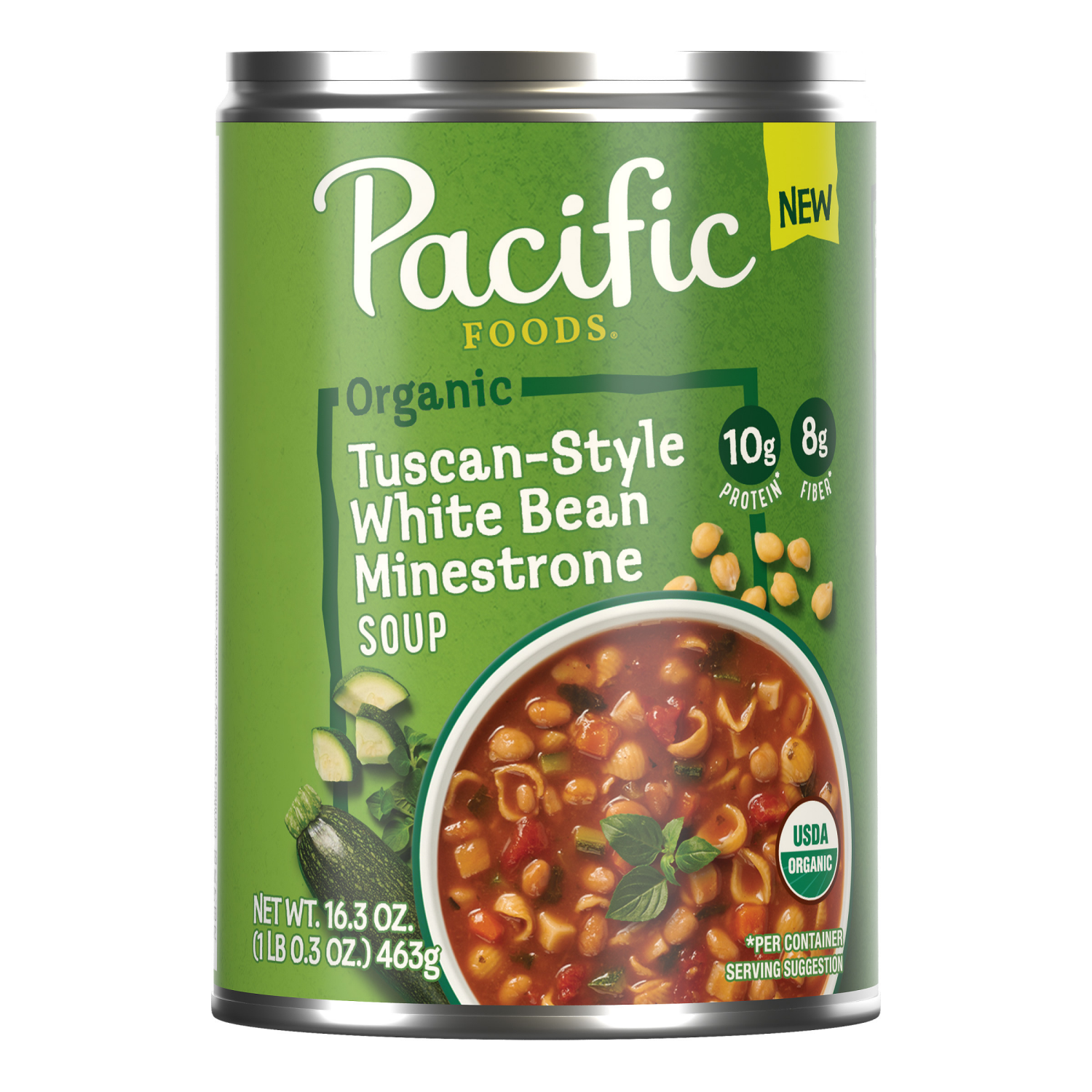 slide 1 of 6, Pacific Foods Organic Tuscan-Style White Bean Minestrone Soup, 16.3 oz Can, 16.3 oz