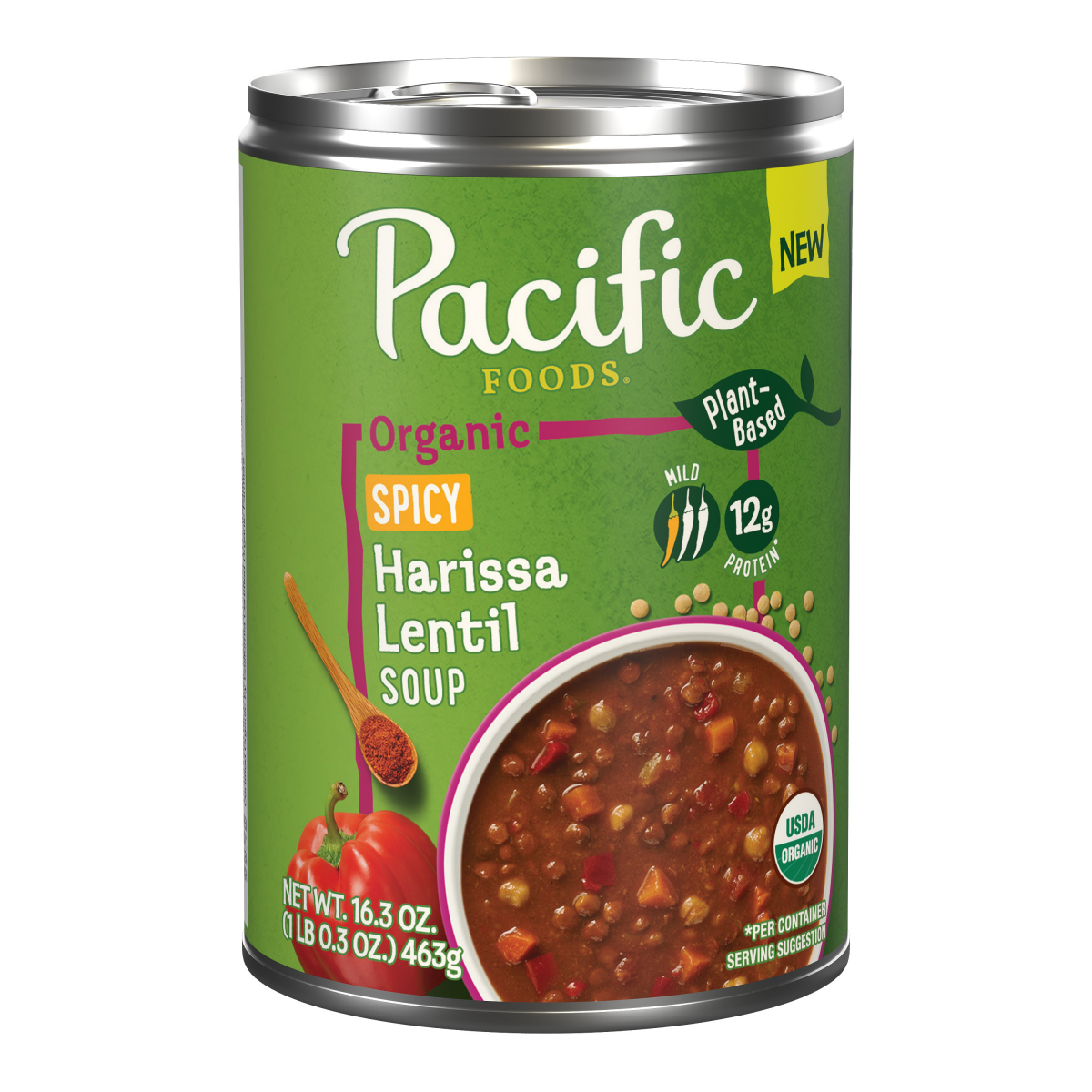 slide 1 of 3, Pacific Foods Organic Spicy Harissa Lentil Soup, Plant Based - 16.3 oz, 16.3 oz