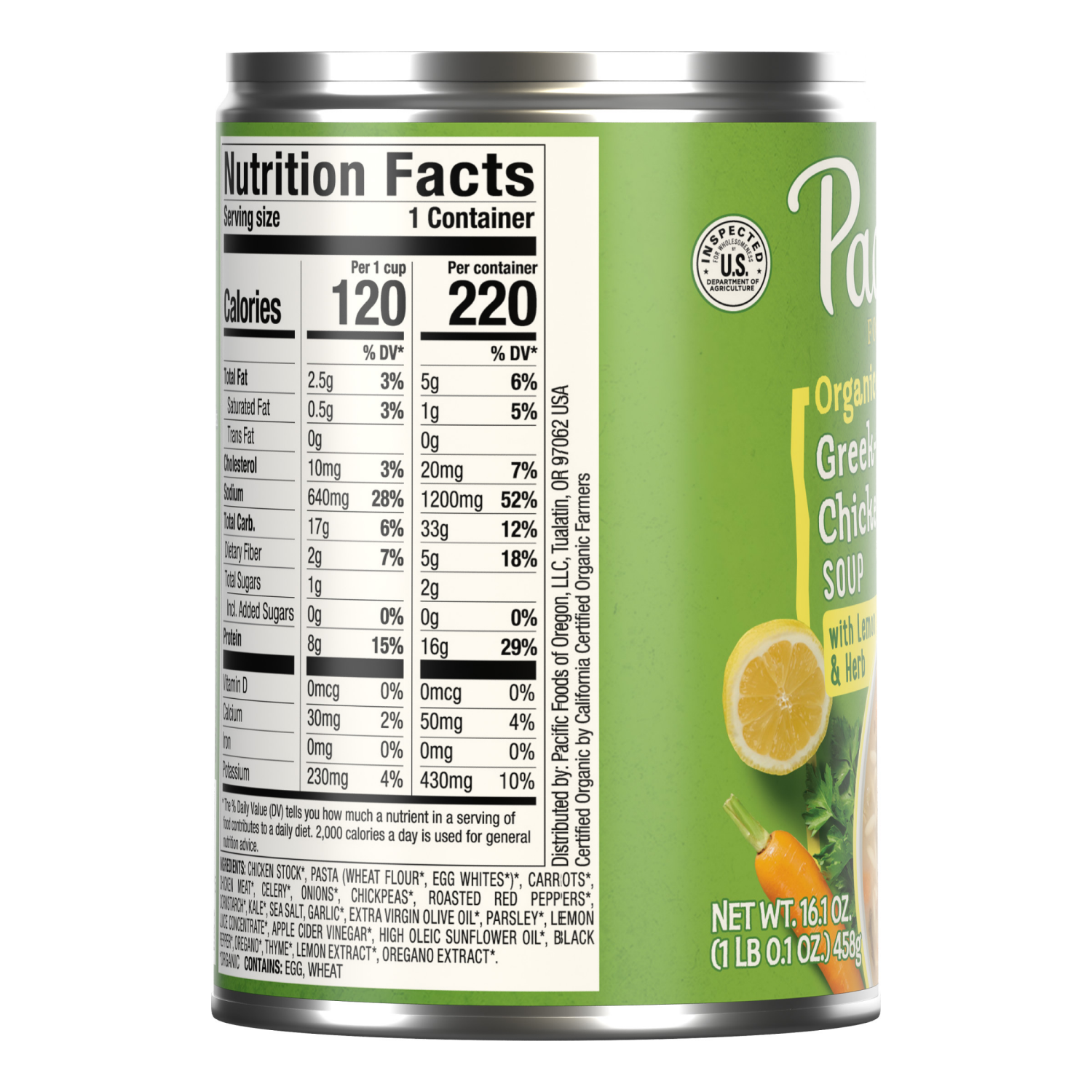 slide 2 of 6, Pacific Foods Organic Greek-Style Chicken Orzo Soup With Lemon and Herb, 16.1 oz Can, 16.1 oz
