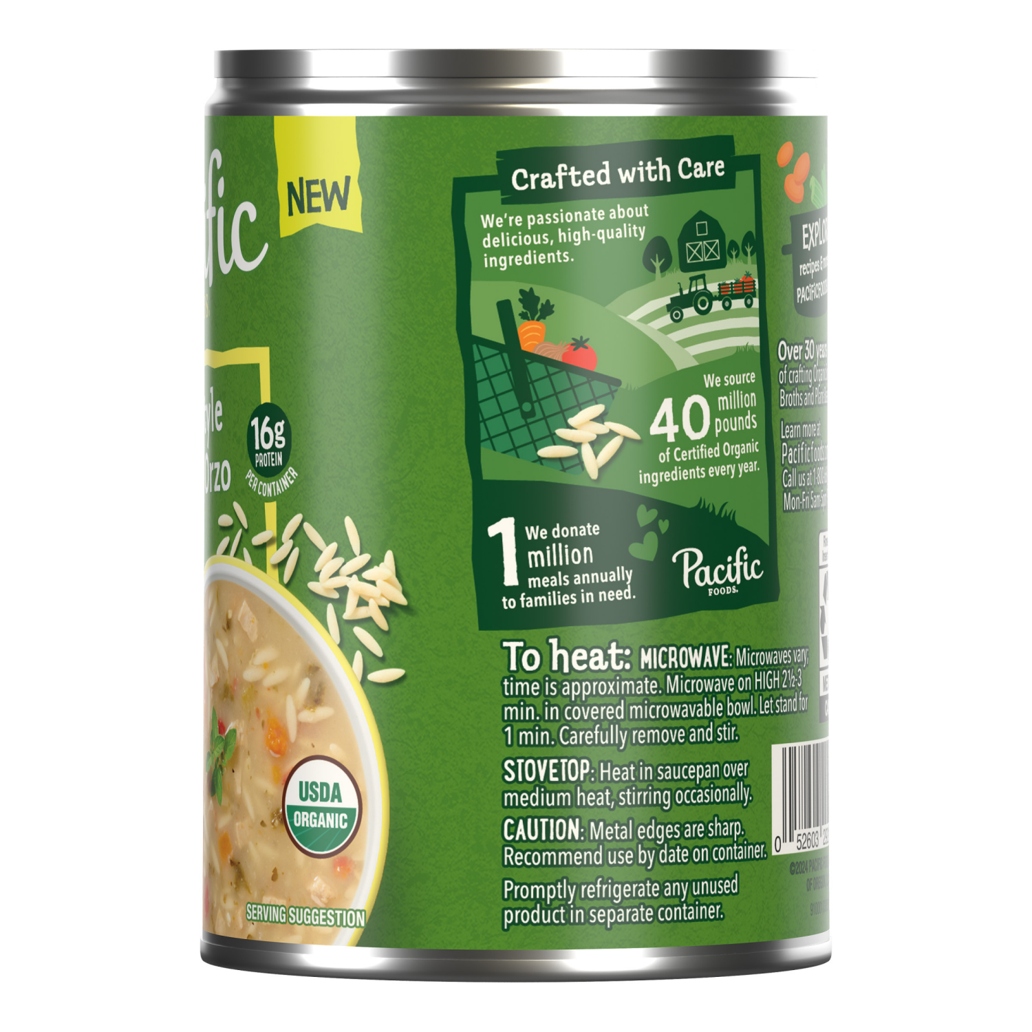 slide 5 of 6, Pacific Foods Organic Greek-Style Chicken Orzo Soup With Lemon and Herb, 16.1 oz Can, 16.1 oz