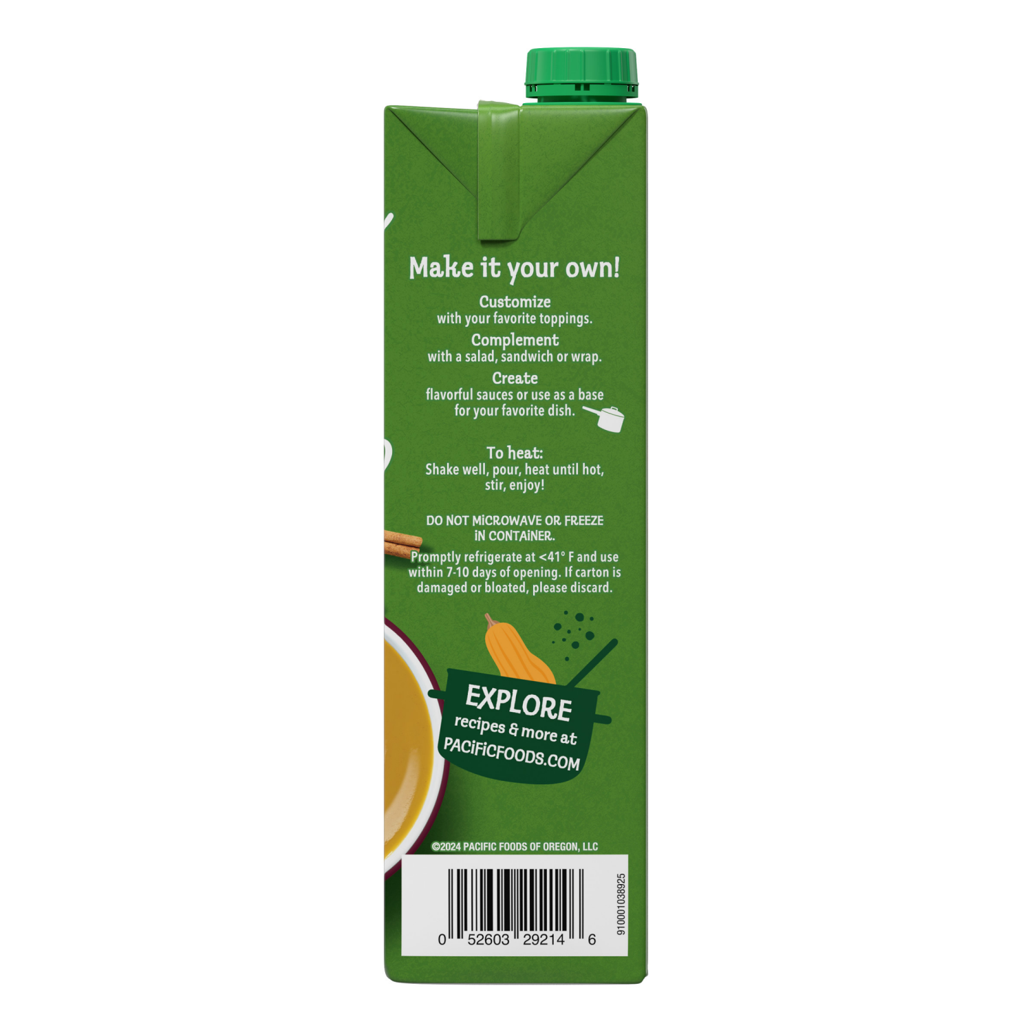 slide 5 of 8, Pacific Foods Organic Butternut Squash Soup With Cinnamon and Nutmeg, 32.000 fl oz