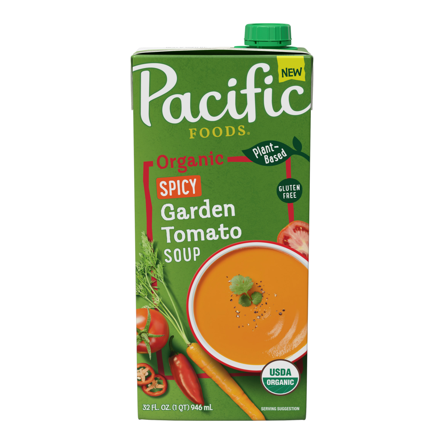 slide 1 of 8, Pacific Foods Organic Spicy Garden Tomato Soup, 32.000 fl oz