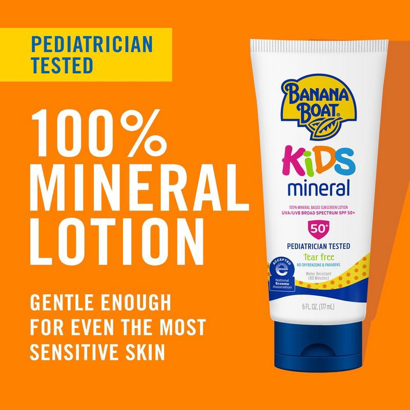 slide 3 of 8, Banana Boat Kids 100% Mineral Sunscreen Lotion - SPF 50 - 9 fl oz, 50 ct; 9 fl oz
