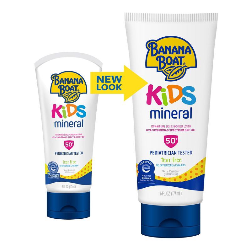 slide 4 of 8, Banana Boat Kids 100% Mineral Sunscreen Lotion - SPF 50 - 9 fl oz, 50 ct; 9 fl oz