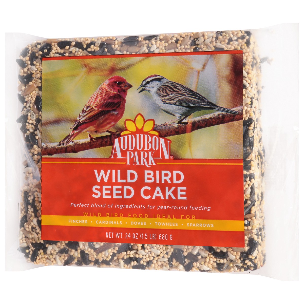 slide 3 of 9, Audubon Park Wild Bird Seed Cake, 1.5 lb