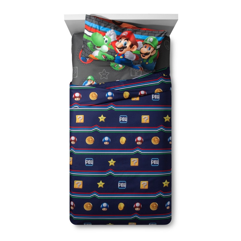 slide 2 of 4, Nintendo Mario Twin Sheet Sets, 1 ct