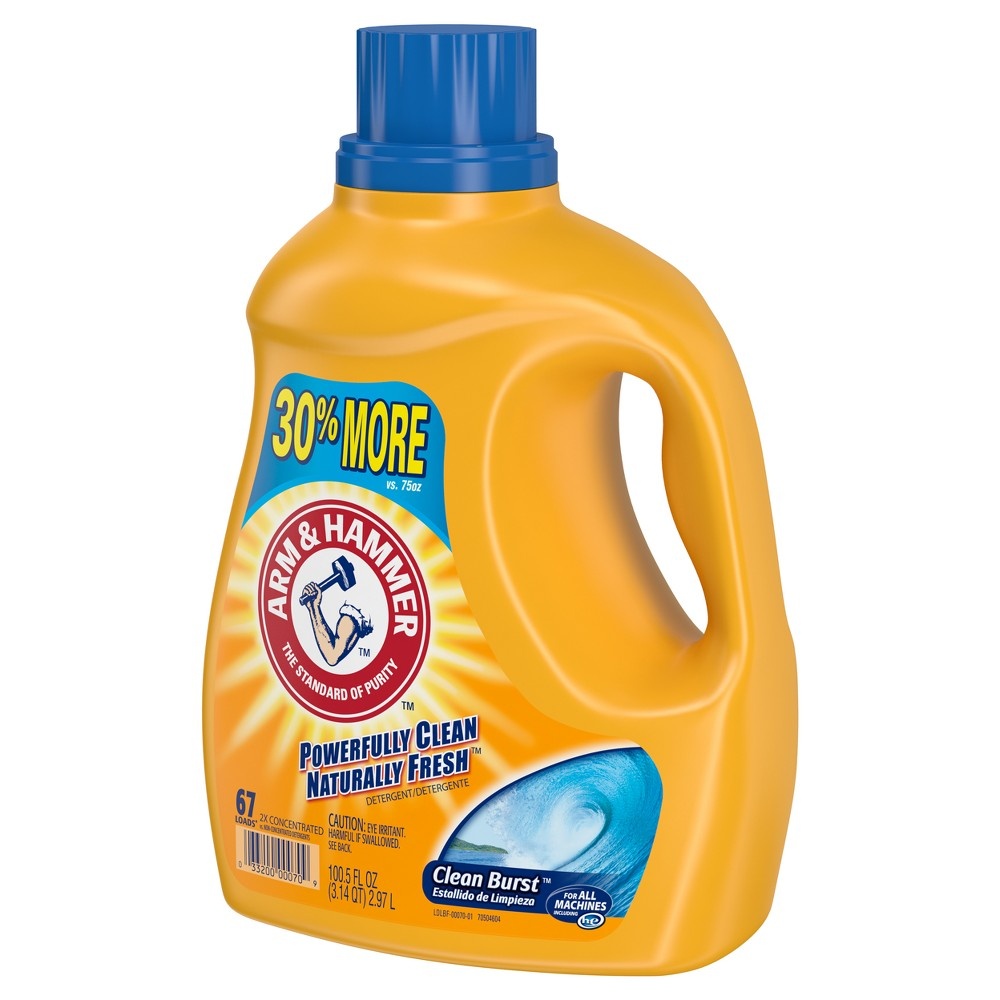 slide 3 of 6, Arm & Hammer Clean Burst Liquid Laundry Detergent - 100.5 fl oz, 100.5 fl oz