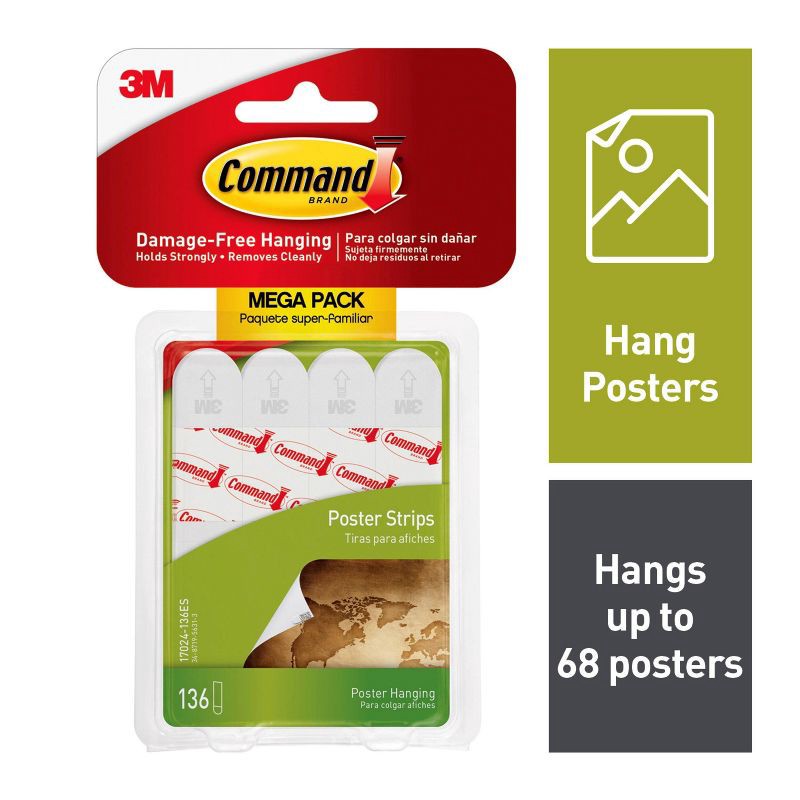 slide 2 of 12, Command Poster 136 Strips Strips Mega Pack White, 1 ct