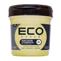 ECO STYLE Professional Styling Gel Black Castor & Flaxseed Oil - 16 fl oz