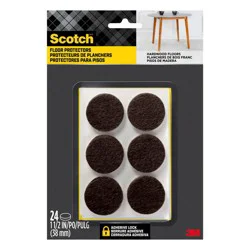 Scotch 1.5&quot; 24pk Felt Pads Brown: Furniture Floor Protectors, Anti-Scratch Chair Leg Pads, 0.2&quot; Thick