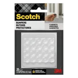 Scotch 20pk 1/2" Bumpers: Clear Adhesive Plastic Door Protectors, 0.5" x 0.5" x 0.2", 0.04 lbs, 20 Count