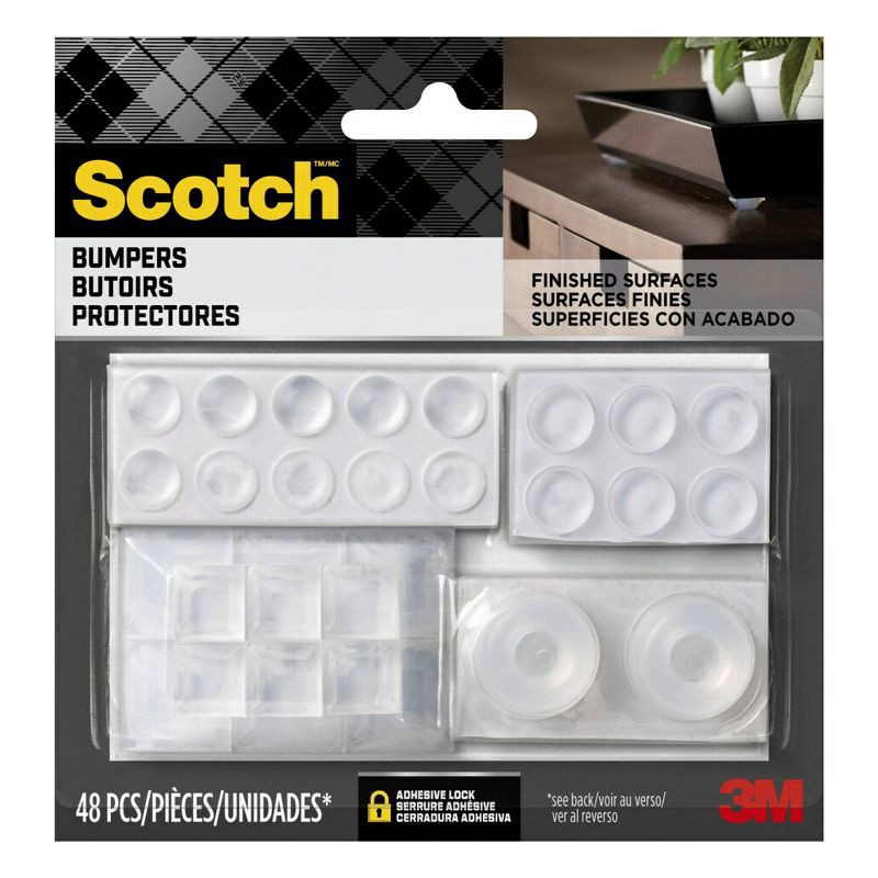 slide 1 of 5, Scotch 48pk Bumpers Value Pack: Clear Adhesive Door & Wall Rubber Pads, 48 ct