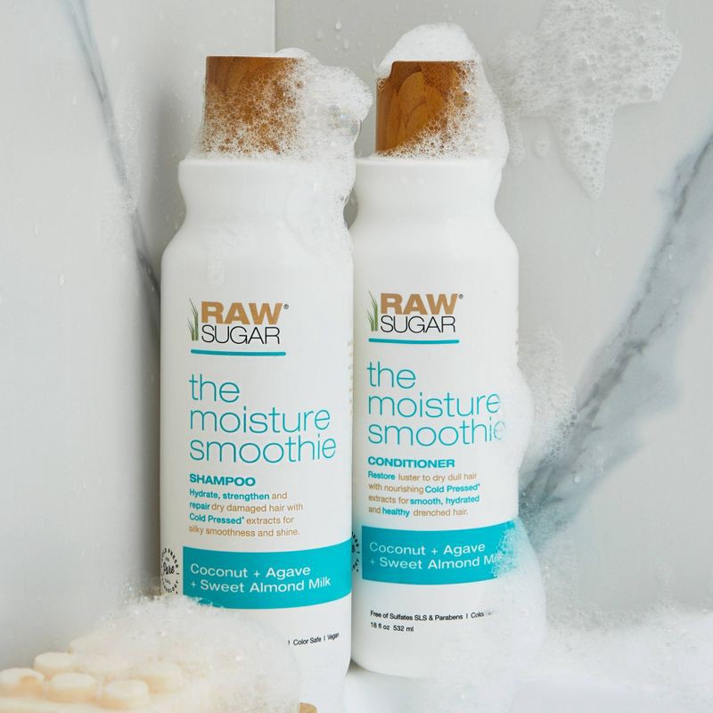 slide 11 of 12, Raw Sugar The Moisture Smoothie Shampoo - Coconut + Agave + Sweet Almond Milk - 18 fl oz, 18 fl oz