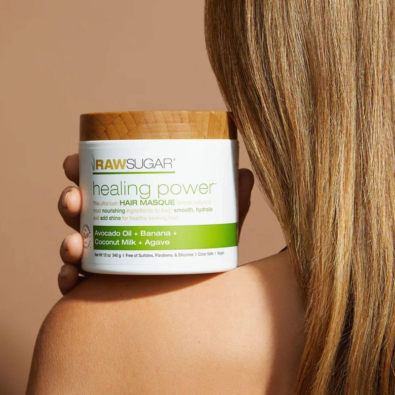 slide 7 of 7, Raw Sugar Healing Power Hair Masque - Avocado Oil + Banana + Coconut Milk + Agave - 12oz, 12 oz