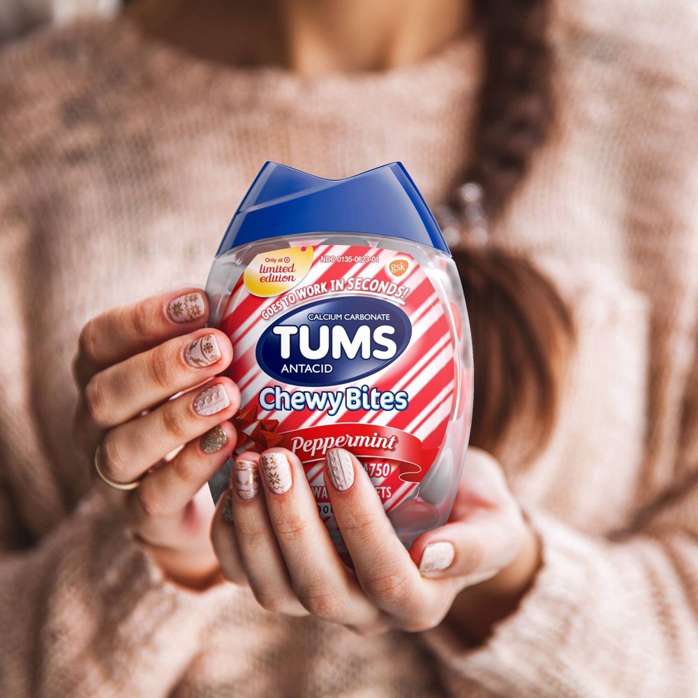 slide 4 of 9, Tums Chewy Bites Peppermint Extra Strength Chewable Antacid for Heartburn - 60ct, 60 ct