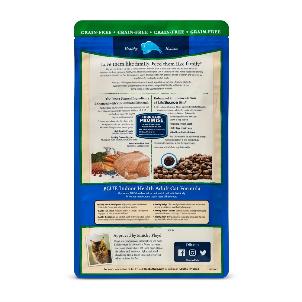 slide 2 of 2, Blue Buffalo Adult Indoor Grain Free Chicken Dry Cat Food, 4.5 lb