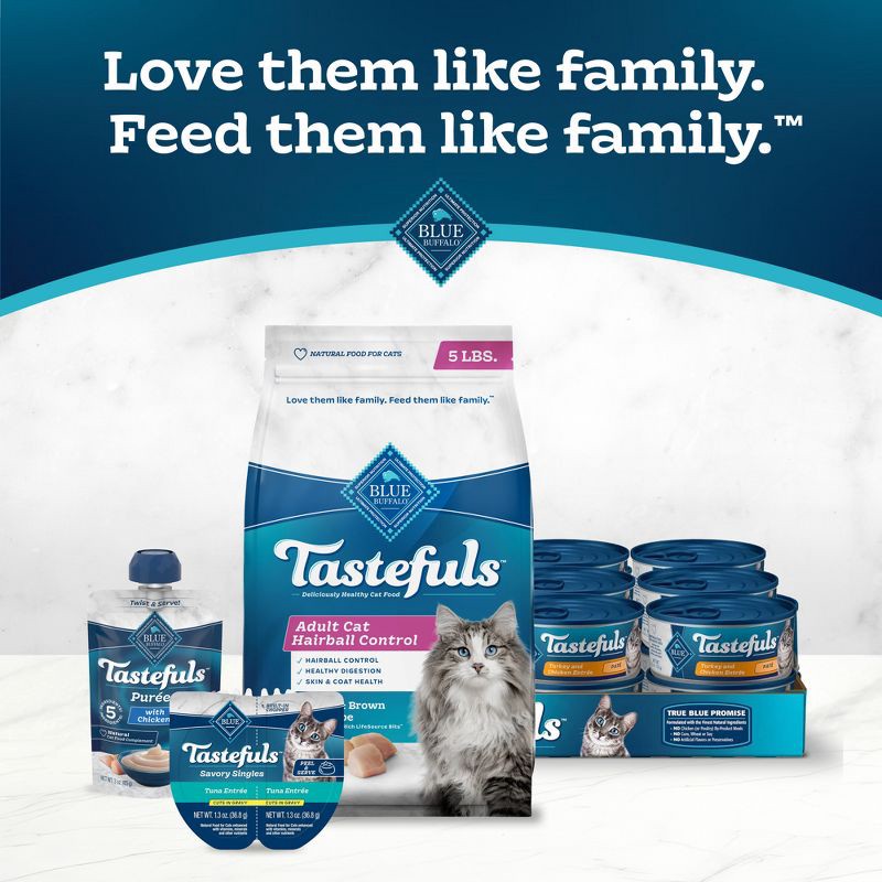 slide 9 of 10, Blue Buffalo Tastefuls Hairball Control Natural Adult Dry Cat Food with Chicken - 5lbs, 5 lb