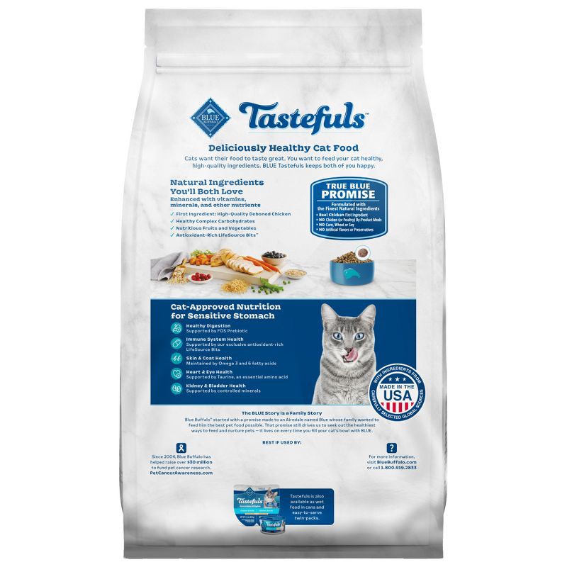 slide 11 of 11, Blue Buffalo Tastefuls Sensitive Stomach Natural Adult Dry Cat Food with Chicken - 5lbs, 5 lb