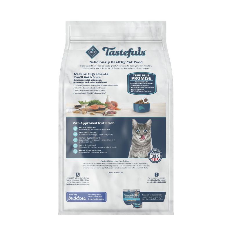 slide 2 of 10, Blue Buffalo Tastefuls with Salmon Indoor Natural Adult Dry Cat Food - 5lbs, 5 lb