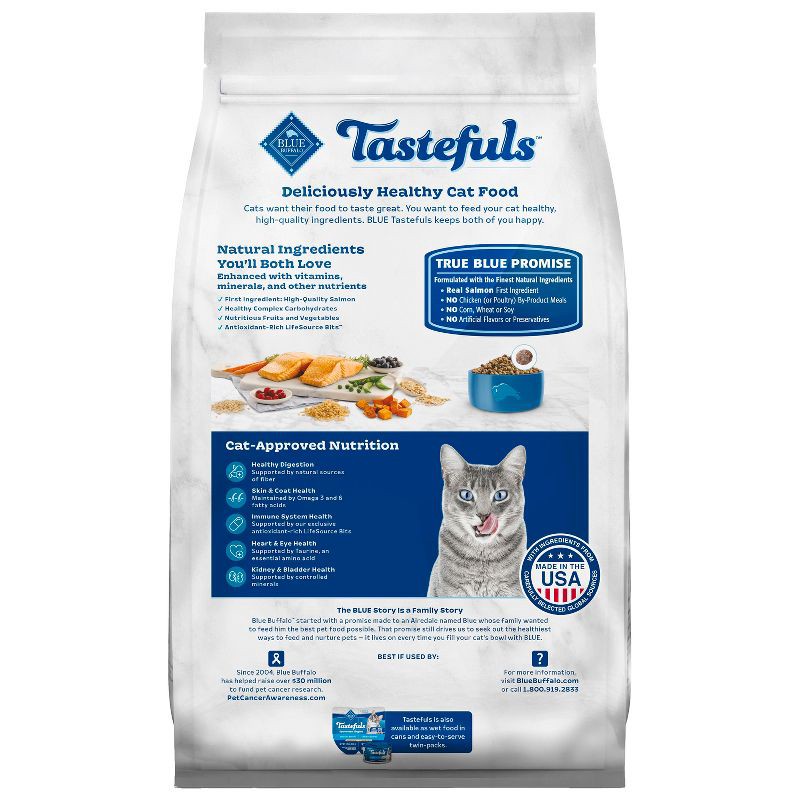 slide 2 of 11, Blue Buffalo Tastefuls with Salmon Indoor Natural Adult Dry Cat Food - 5lbs, 5 lb
