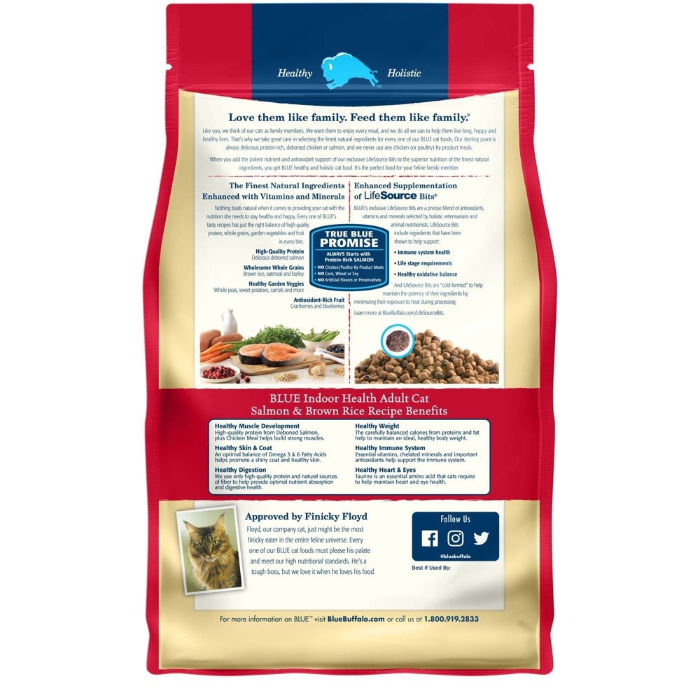 slide 2 of 6, Blue Buffalo Indoor Health Salmon & Brown Rice Recipe Adult Premium Dry Cat Food, 2 lb