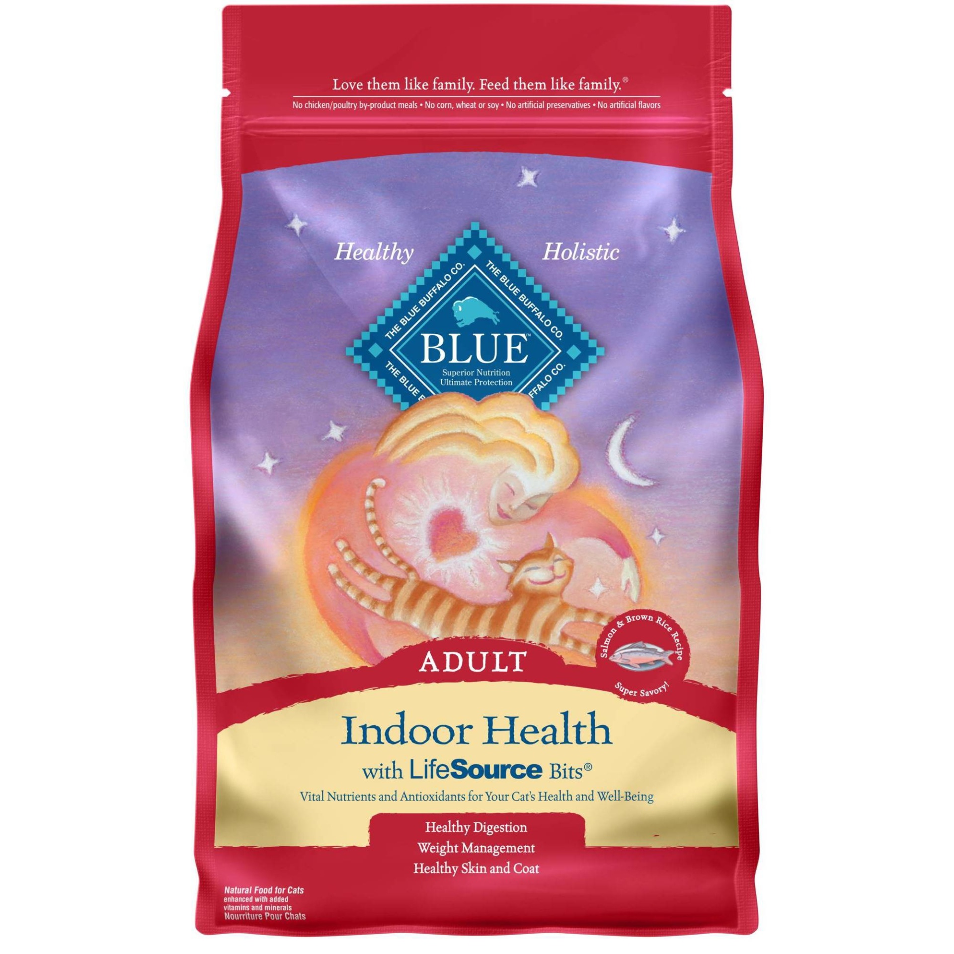 slide 1 of 6, Blue Buffalo Indoor Health Salmon & Brown Rice Recipe Adult Premium Dry Cat Food, 2 lb