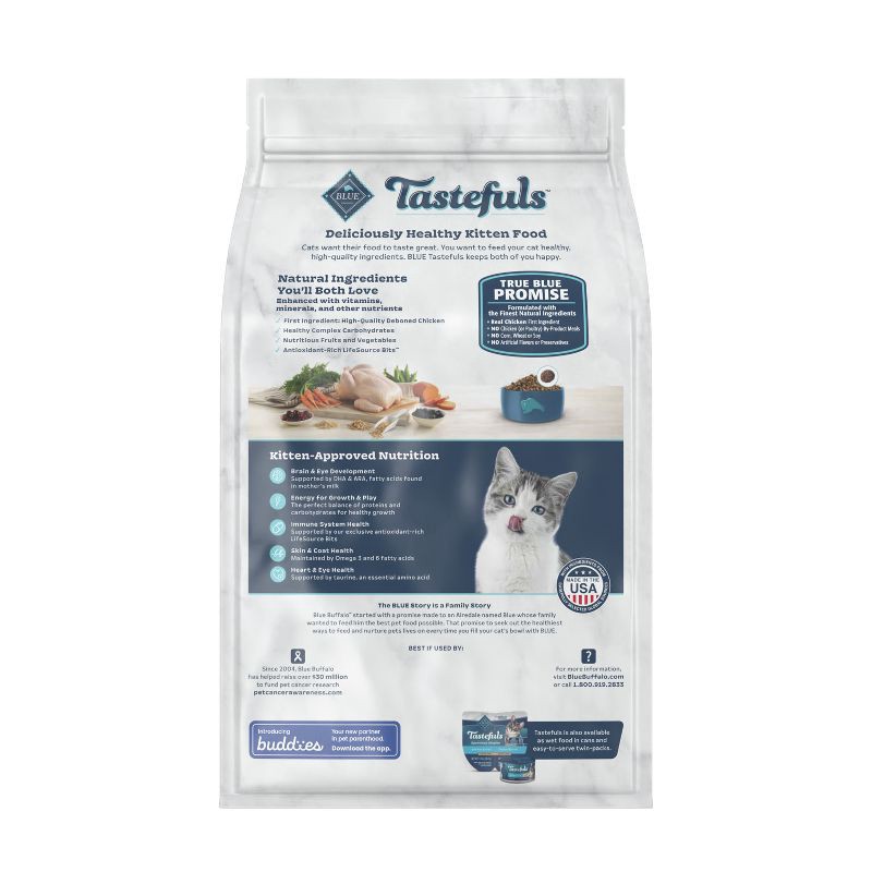 slide 2 of 6, Blue Buffalo Tastefuls with Chicken Natural Kitten Dry Cat Food- 5lbs, 5 lb