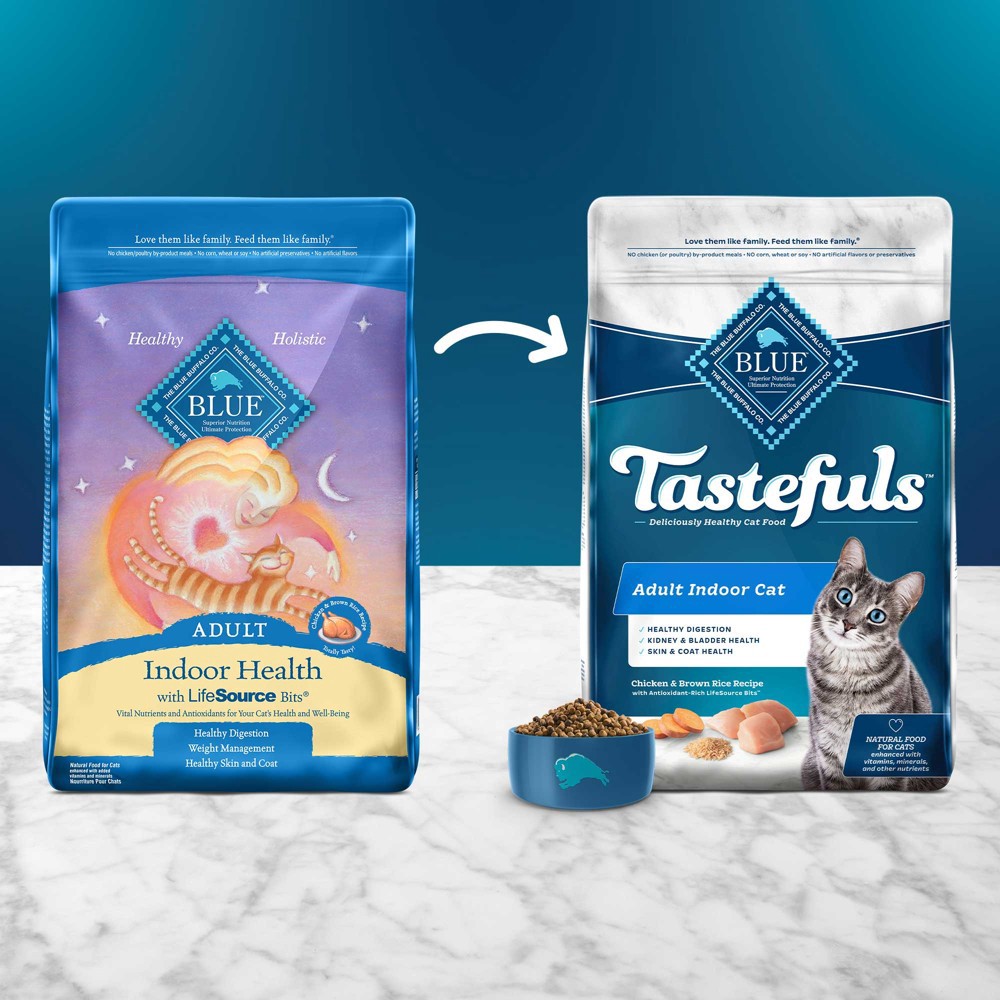 slide 2 of 5, Blue Buffalo Tastefuls with Chicken Indoor Natural Adult Dry Cat Food - 10lbs, 10 lb