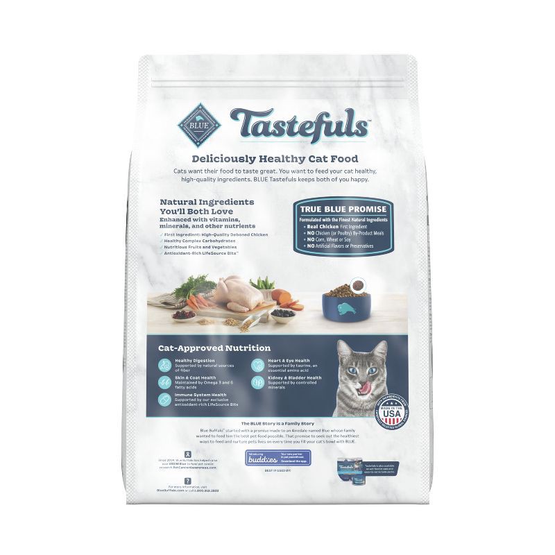 slide 2 of 10, Blue Buffalo Tastefuls with Chicken Indoor Natural Adult Dry Cat Food - 10lbs, 10 lb