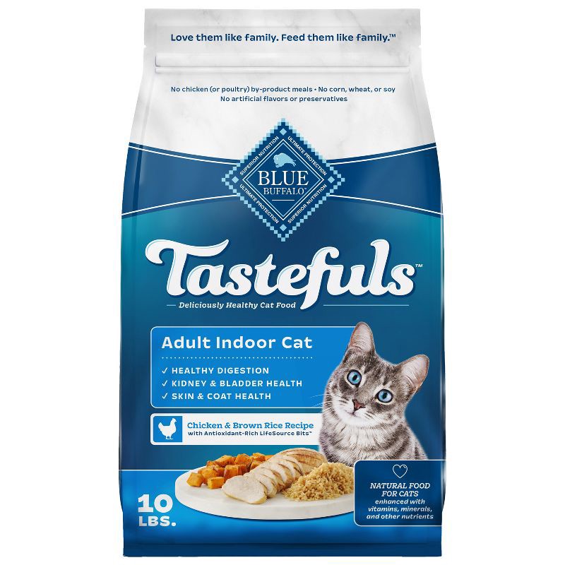 slide 1 of 11, Blue Buffalo Tastefuls with Chicken Indoor Natural Adult Dry Cat Food - 10lbs, 10 lb