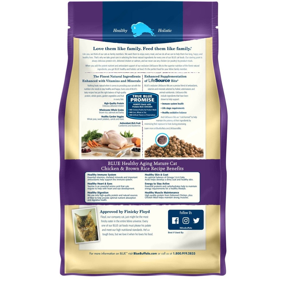 slide 2 of 6, Blue Buffalo Healthy Aging with Chicken & Brown Rice Mature Premium Senior Dry Cat Food - 5lbs, 5 lb