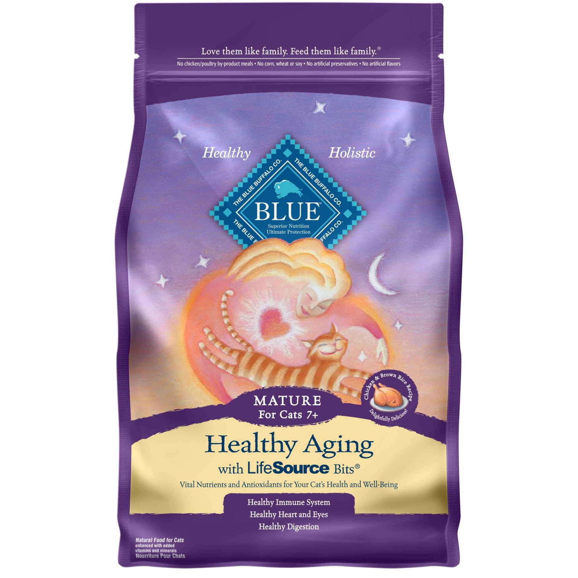 slide 1 of 6, Blue Buffalo Healthy Aging with Chicken & Brown Rice Mature Premium Senior Dry Cat Food - 5lbs, 5 lb