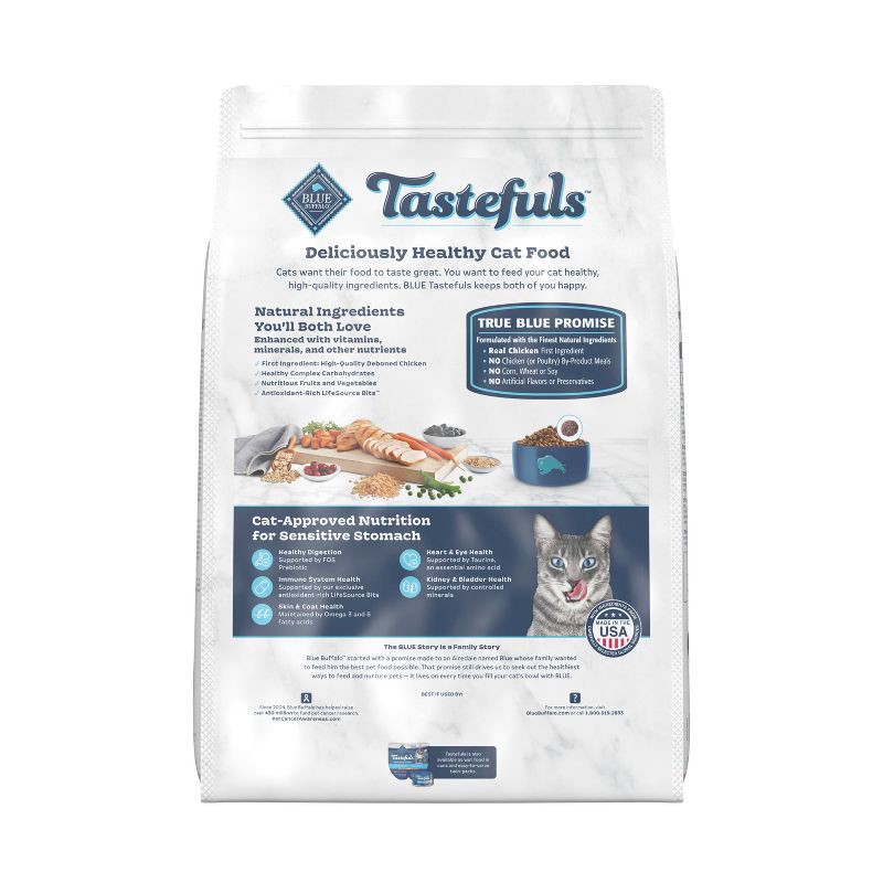 slide 2 of 11, Blue Buffalo Tastefuls Sensitive Stomach Natural Adult Dry Cat Food with Chicken - 10lbs, 10 lb