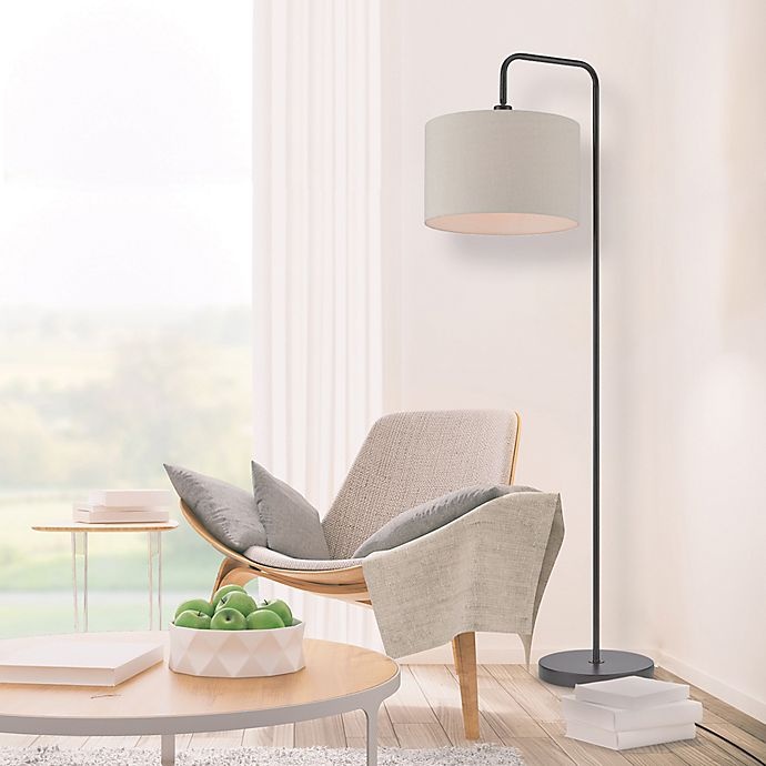 slide 3 of 8, Globe Electric Barden Floor Lamp - Dark Bronze with Beige Fabric Shade, 1 ct