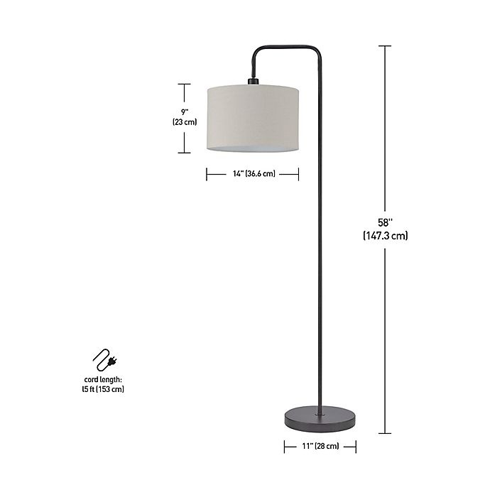 slide 8 of 8, Globe Electric Barden Floor Lamp - Dark Bronze with Beige Fabric Shade, 1 ct