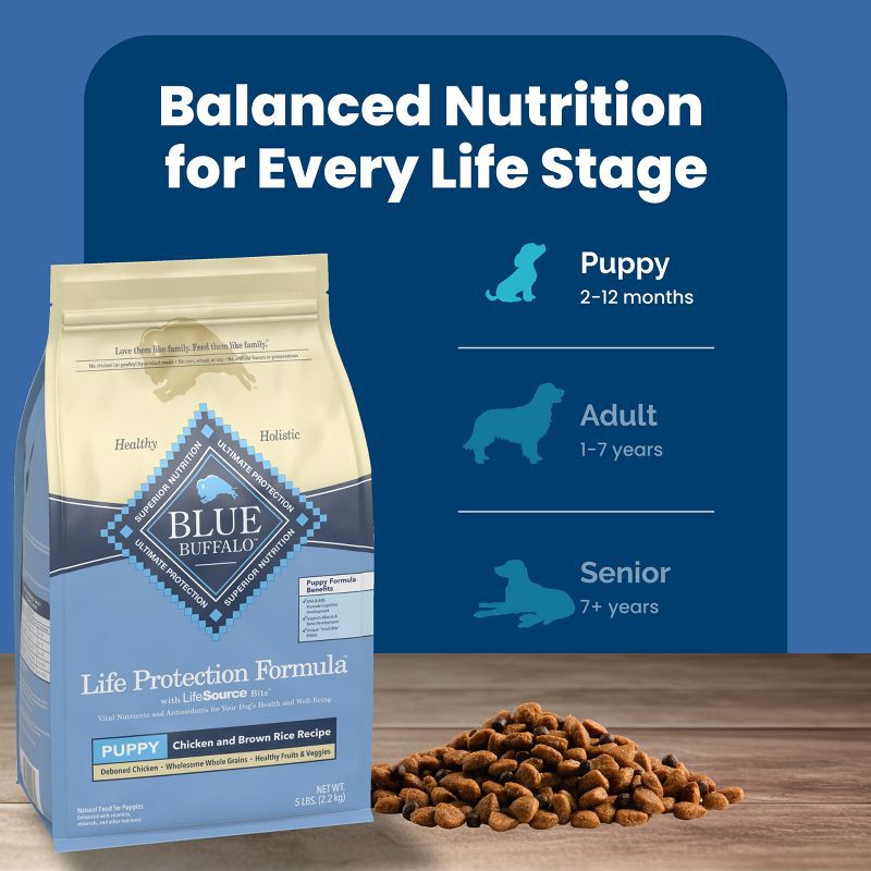 slide 9 of 10, Blue Buffalo Life Protection Formula Natural Puppy Dry Dog Food with Chicken and Brown Rice - 5lbs, 5 lb