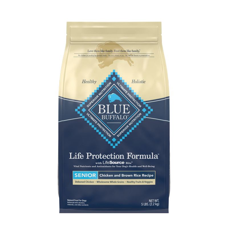 slide 1 of 9, Blue Buffalo Life Protection Formula Natural Senior Dry Dog Food with Chicken and Brown Rice - 5lbs, 5 lb