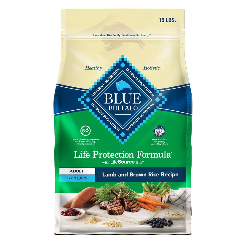 slide 1 of 12, Blue Buffalo Life Protection Formula Natural Adult Dry Dog Food with Lamb and Brown Rice - 15lbs, 15 lb