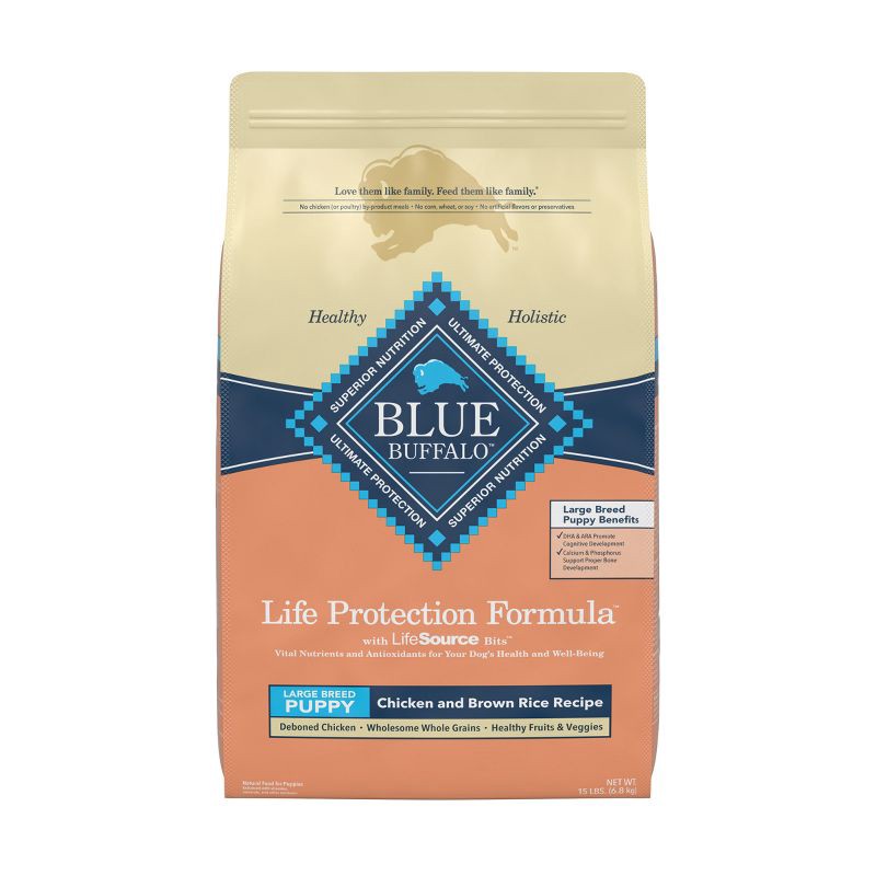 slide 1 of 12, Blue Buffalo Life Protection Formula Natural Puppy Large Breed Dry Dog Food with Chicken and Brown Rice - 15lbs, 15 lb