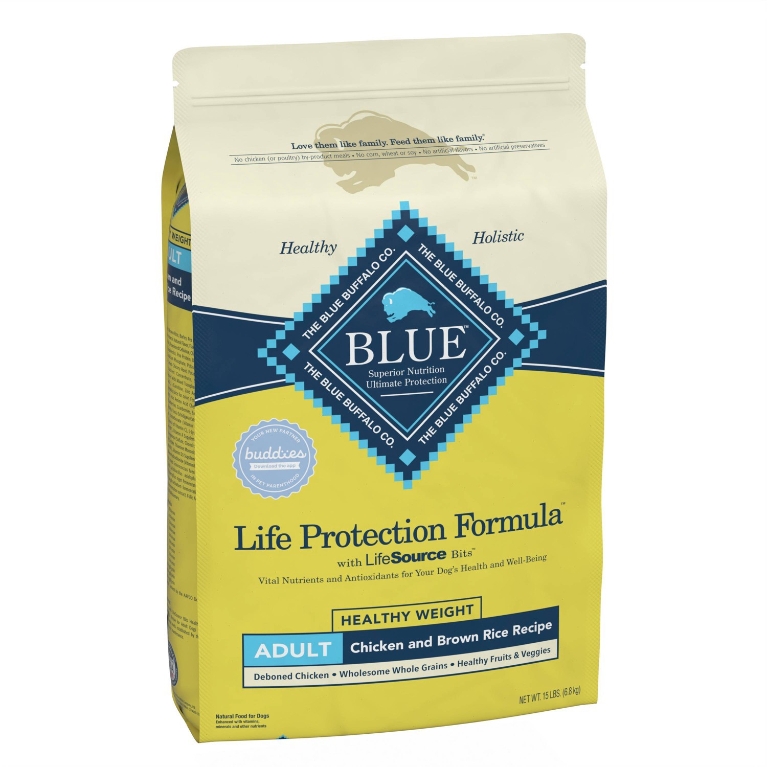 slide 6 of 8, Blue Buffalo Life Protection Formula Natural Adult Healthy Weight Dry Dog Food with Chicken and Brown Rice - 15lbs, 15 lb