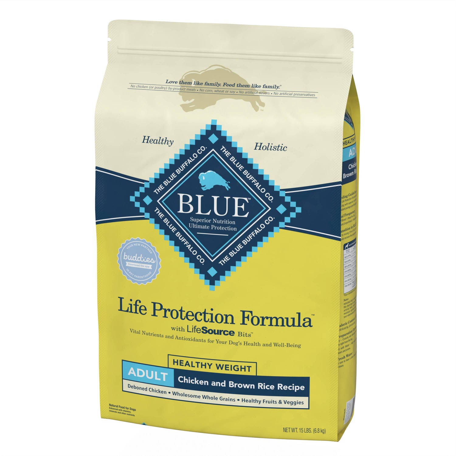 slide 7 of 8, Blue Buffalo Life Protection Formula Natural Adult Healthy Weight Dry Dog Food with Chicken and Brown Rice - 15lbs, 15 lb