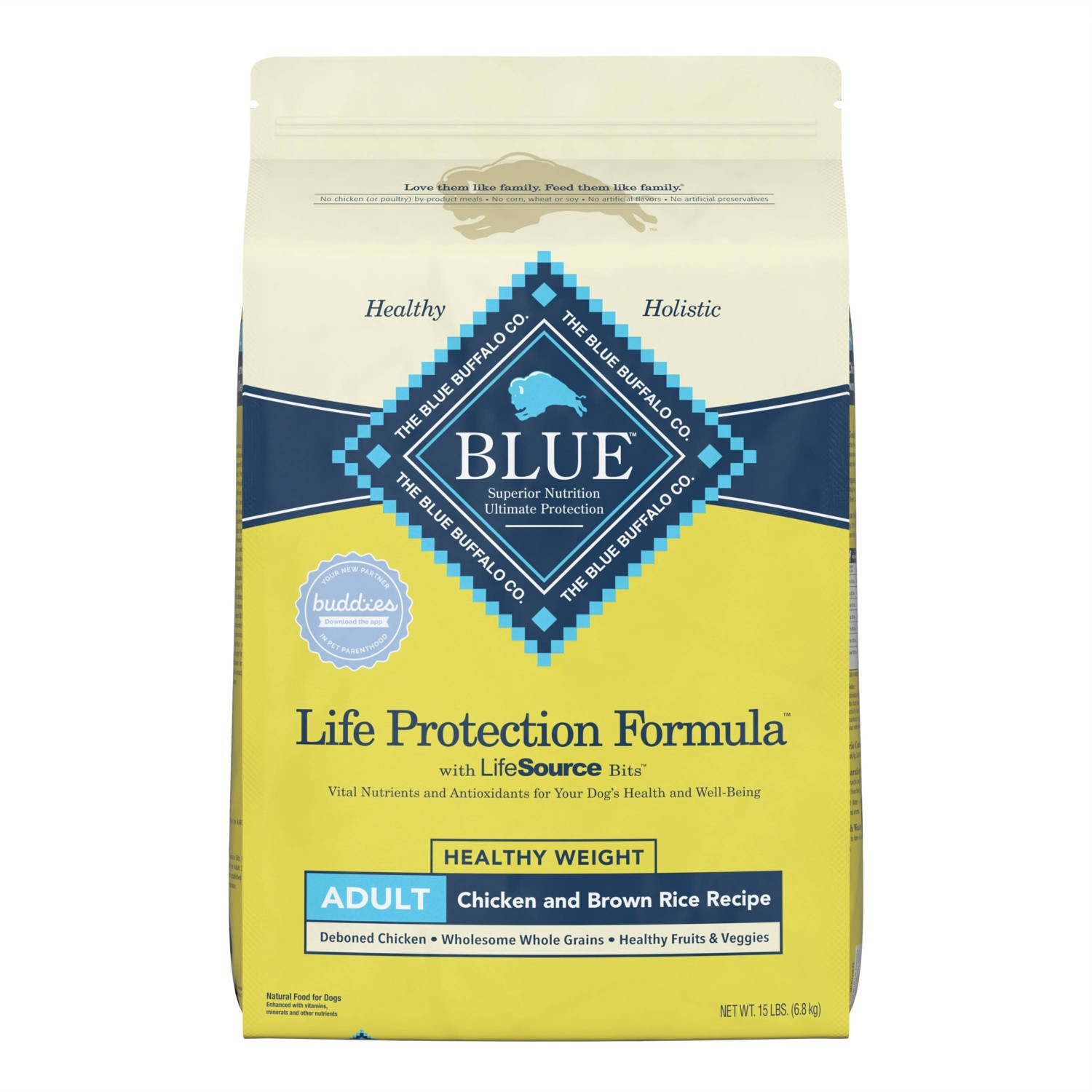 slide 1 of 8, Blue Buffalo Life Protection Formula Natural Adult Healthy Weight Dry Dog Food with Chicken and Brown Rice - 15lbs, 15 lb