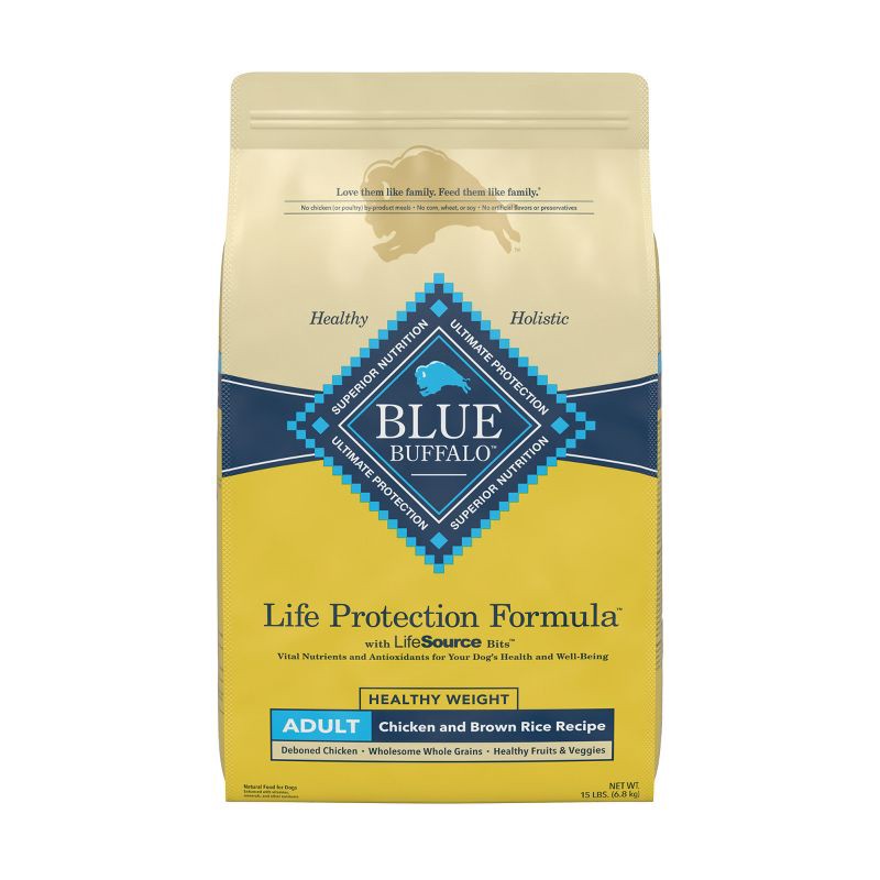 slide 1 of 9, Blue Buffalo Life Protection Formula Natural Adult Healthy Weight Dry Dog Food with Chicken and Brown Rice - 15lbs, 15 lb