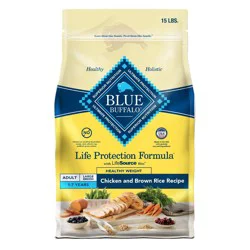 Blue Buffalo Life Protection Formula Natural Adult Healthy Weight Dry Dog Food with Chicken and Brown Rice - 15lbs