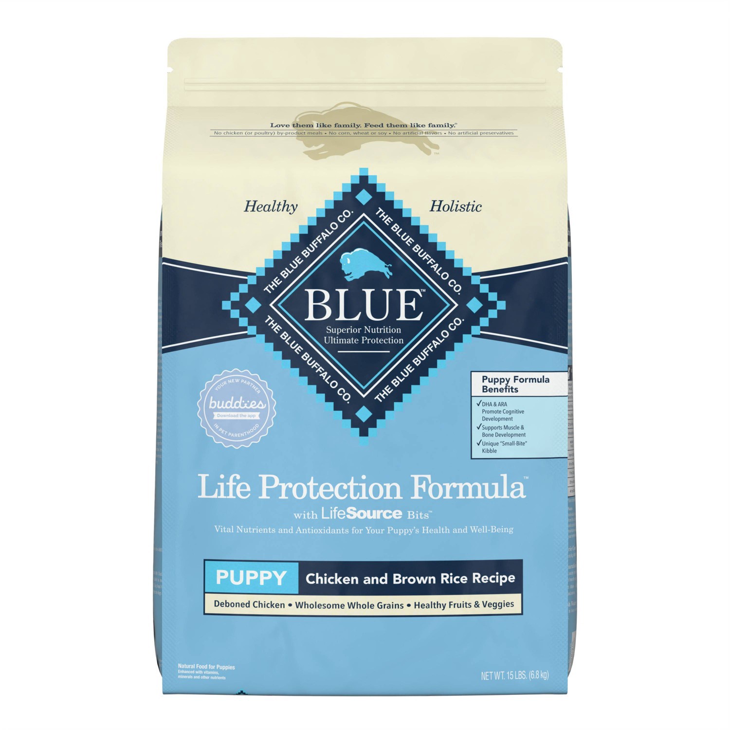 slide 1 of 9, Blue Buffalo Life Protection Formula Natural Puppy Dry Dog Food with Chicken and Brown Rice - 15lbs, 15 lb