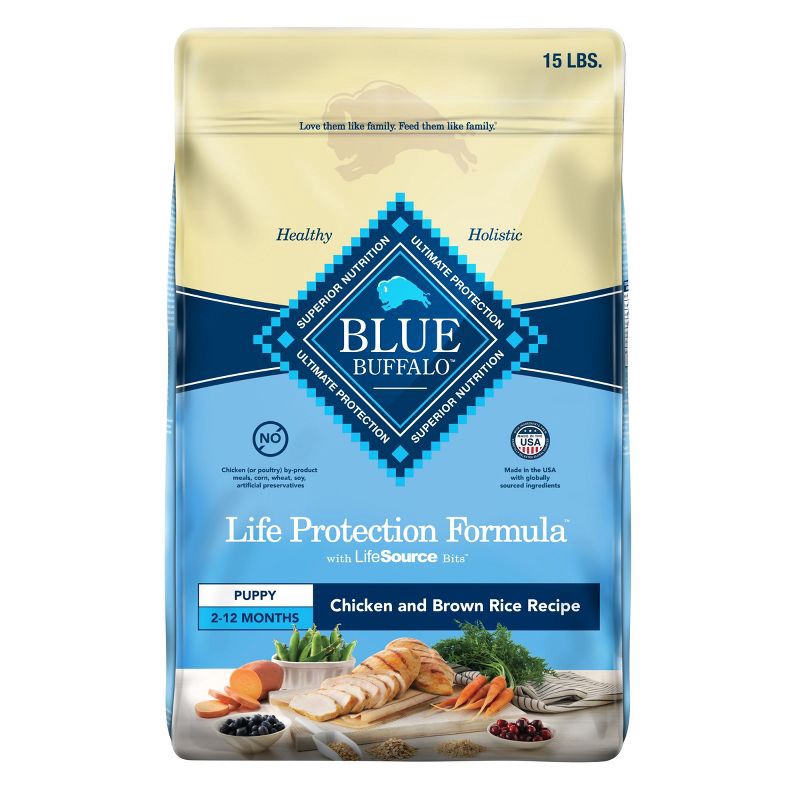 slide 1 of 10, Blue Buffalo Life Protection Formula Natural Puppy Dry Dog Food with Chicken and Brown Rice - 15lbs, 15 lb