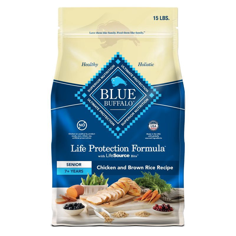 slide 1 of 11, Blue Buffalo Life Protection Formula Natural Senior Dry Dog Food with Chicken and Brown Rice - 15lbs, 15 lb