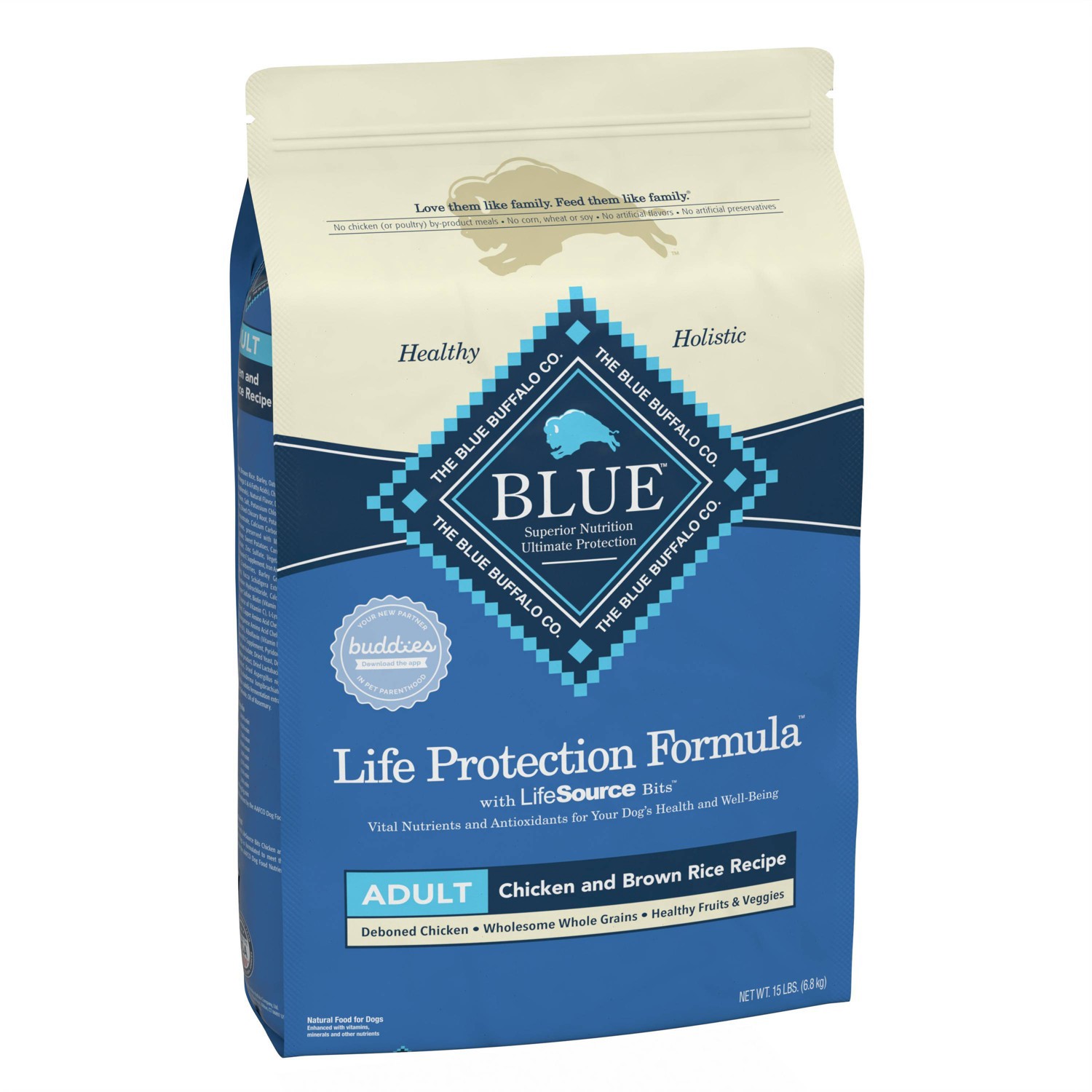 slide 7 of 8, Blue Buffalo Life Protection Formula Natural Adult Dry Dog Food with Chicken and Brown Rice - 15lbs, 15 lb