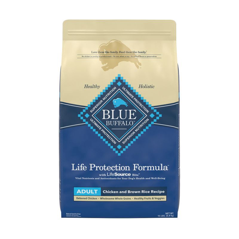 slide 1 of 15, Blue Buffalo Life Protection Formula Natural Adult Dry Dog Food with Chicken and Brown Rice - 15lbs, 15 lb